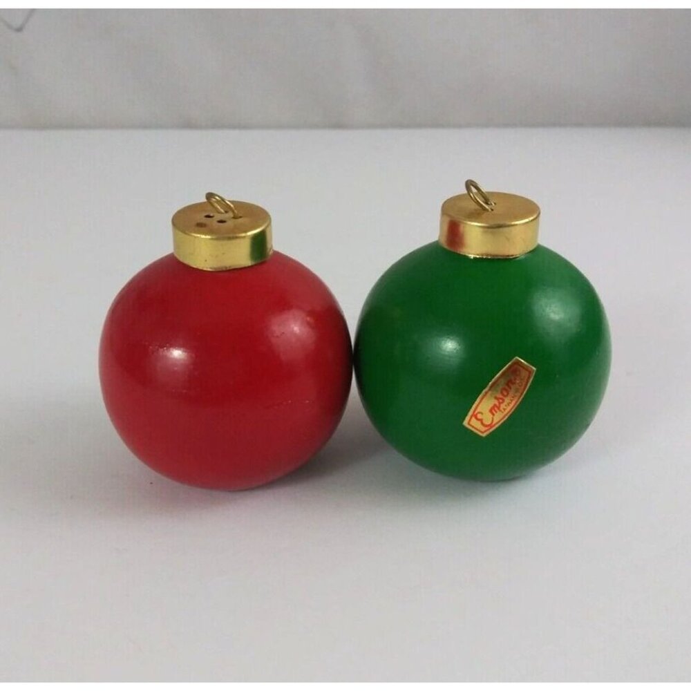 Vintage Emson Christmas Ornament Ball 2.25" Salt & Pepper Shakers
